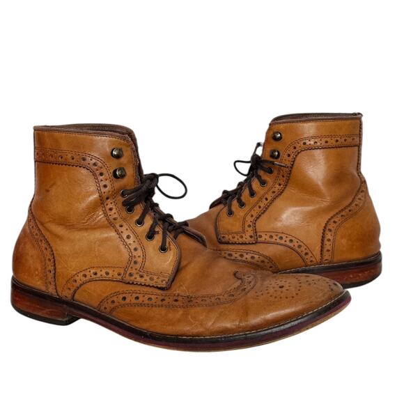 Vintage Johnston & Murphy Wingtip Boots Brown Leather Brogue Size 8 main image 12
